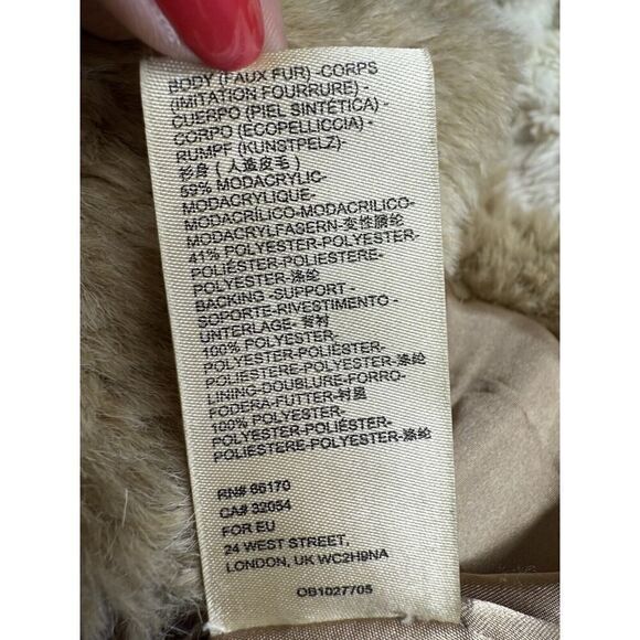 Anthropologie Womens Ivory Button Front Ombre Plush Faux Fur Coat Size M - Picture 16 of 16